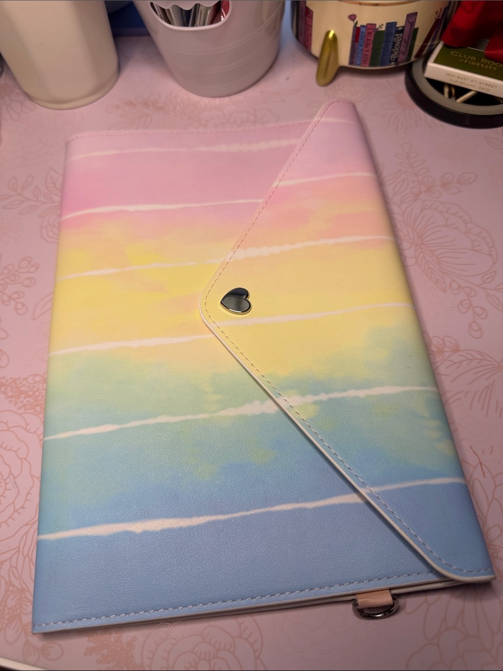Simply Gilded Pastel Ombre Notepad/Tablet Folio with Heart Snap